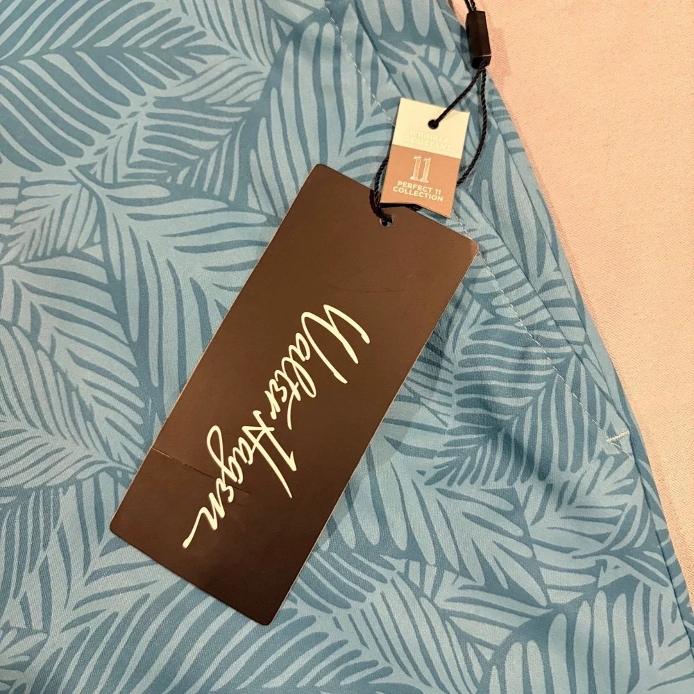 Walter Hagen Mens Perfect 11 Leaves Print Golf Shorts Teal 36 MGA14156